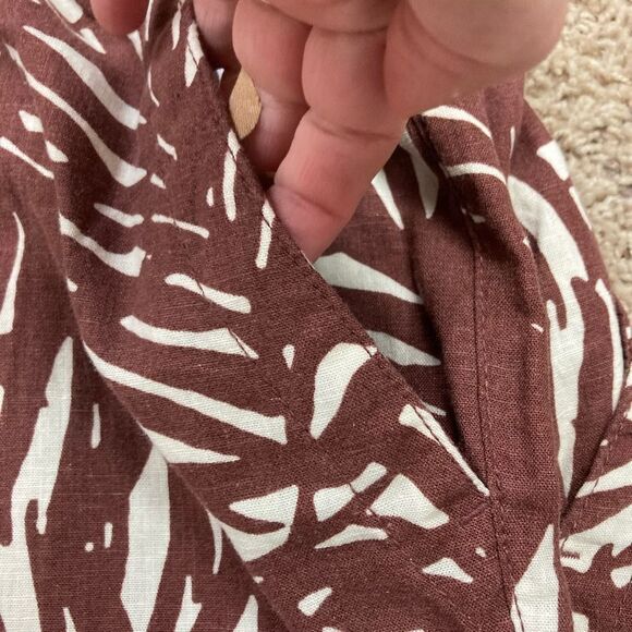 Old Navy NWT Palm print linen blend Pants pull on drawstring pockets - Picture 4 of 14